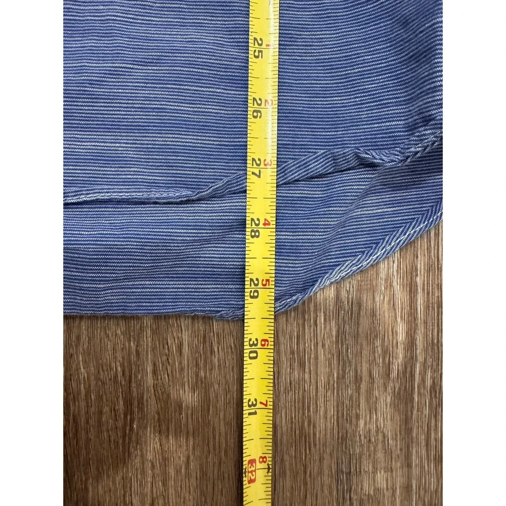 The‎ North Face Men's L Blue Button Up Shirt Short Sleeve Outdoor Casual Stripe